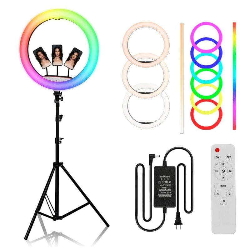 Aro LED de 56 cm RGB + Trípode + Control Remoto